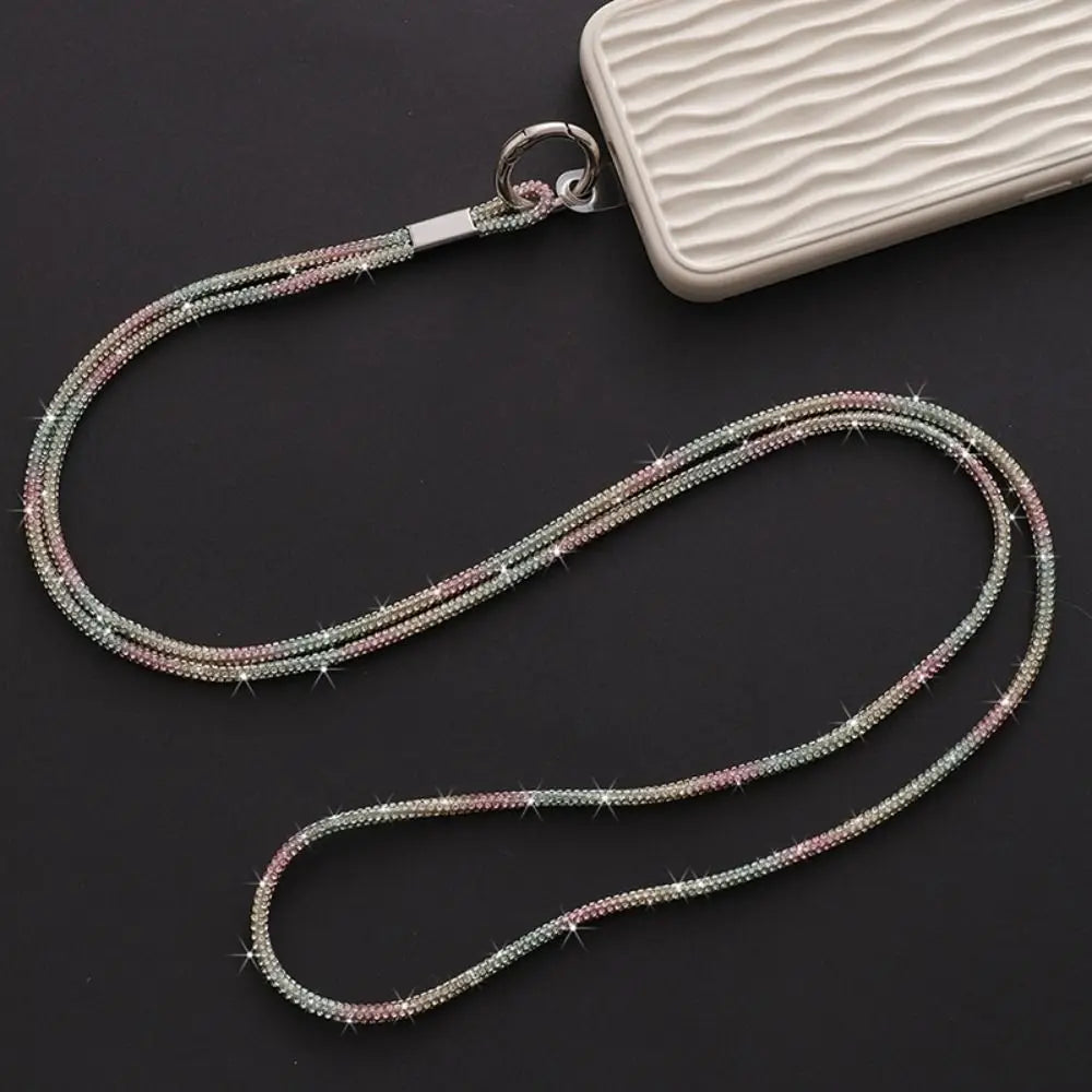 Luxury Rhinestone Phone Lanyard Glitter Crystal Phone Anti-Loss Rope Hanging Ornaments Strap Keychain Bling Bling Hanging Cord Quake multicolor