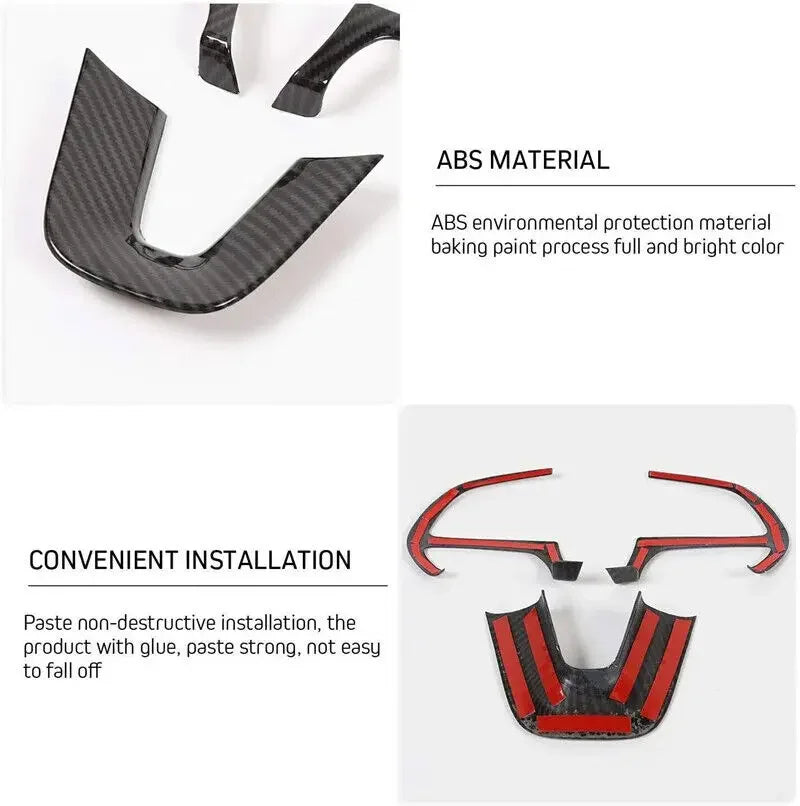 For Dodge Challenger Charger 2015-2021 Carbon Fiber Style ABS Interior Steering Wheel Trim Cover Button Frame Sticker Decoration Quake