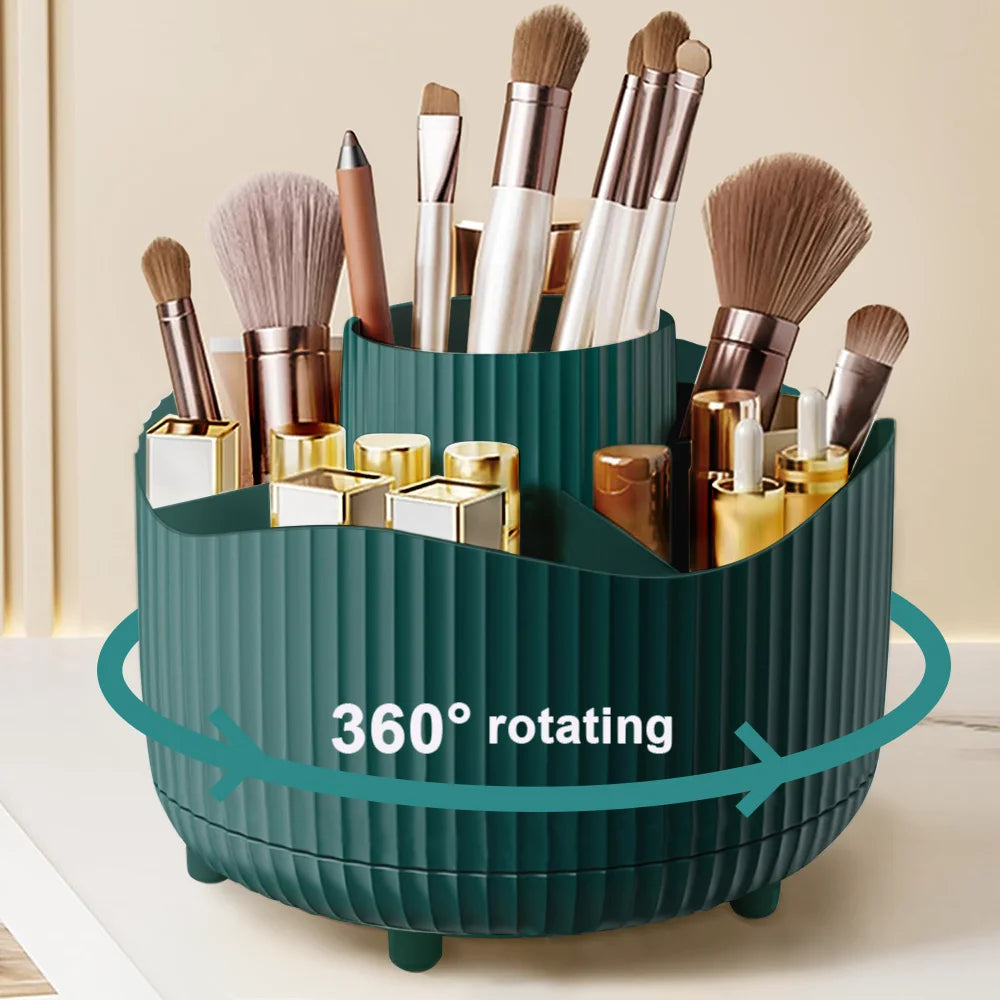 360° Rotate Makeup Brush Holder Organizer, Makeup Organizers Countertop, Makeup Organization and Skincare Storage for Vanity Quake NE-360GE
