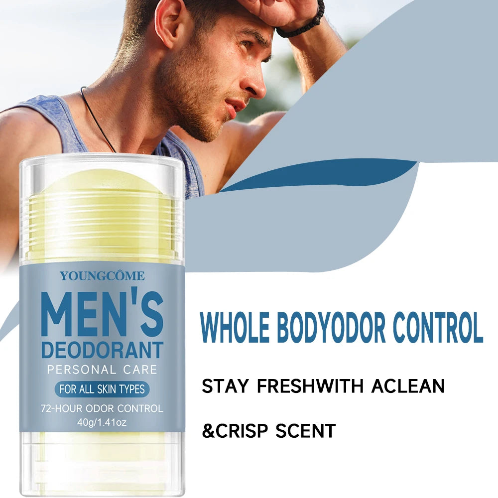 YOUNGCOME Men Deodorant StickRemove Armpit Odor Underarm Refresh Sticks Refresh Anti Sweating Keep Drying Lasting Fragrance Quake