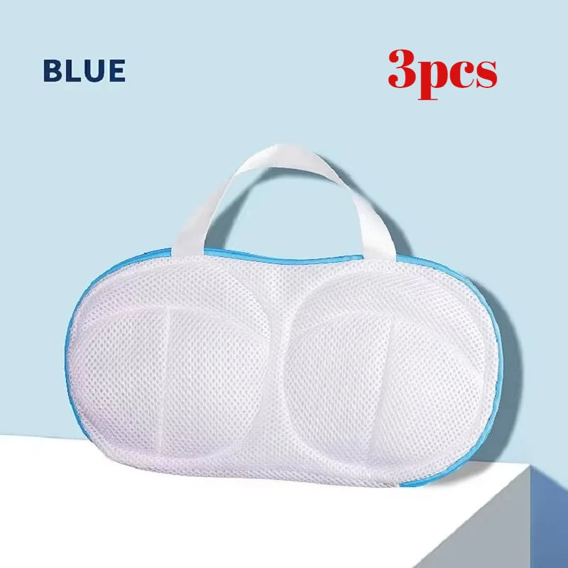 Premium Bra Washing Bag–Mesh Laundry Protector for Machine Wash, Anti-Deformation Design, Polyester Underwear&Sports Bra CareBag Quake M486 Blue 3pcs