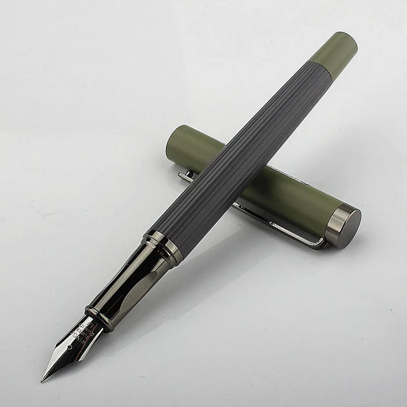 Luxury Quality 6052 Metal Grey Blue EF Nibs Black Fountain Pen EF0.38MM Ink Pens Set Gift Quake 6052-1 EF 0.38MM