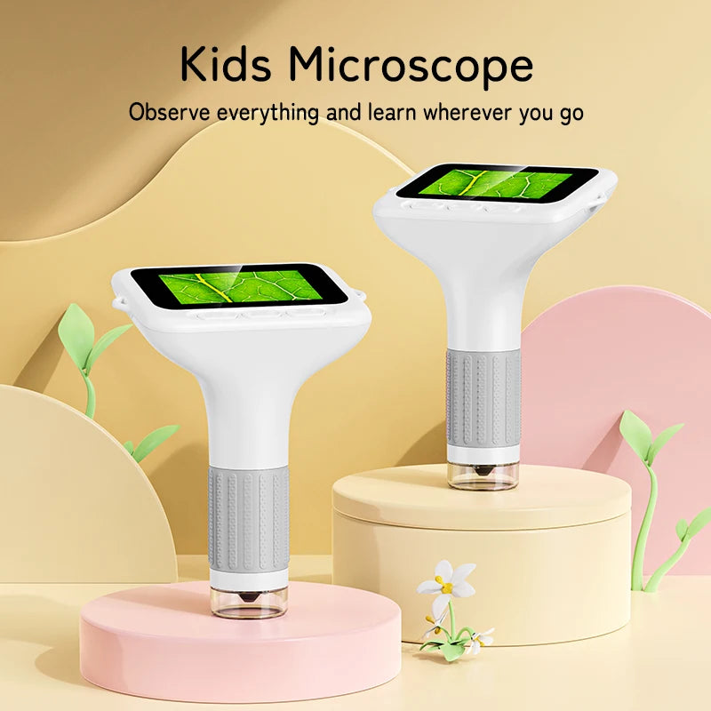 Microscope for Kids 3-Inch Eye-Protection LCD Screen Digital Microscope Scientific Educational Toys Gifts for Christmas Birthday Quake