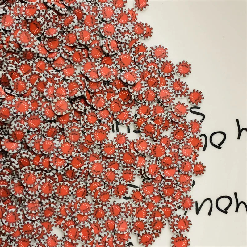 50g/Lot 5/10mm Halloween Red Green Poisonous Clay Slices Sprinkles Soft Pottery for DIY Crafts Filling Accessories Quake 5mm red
