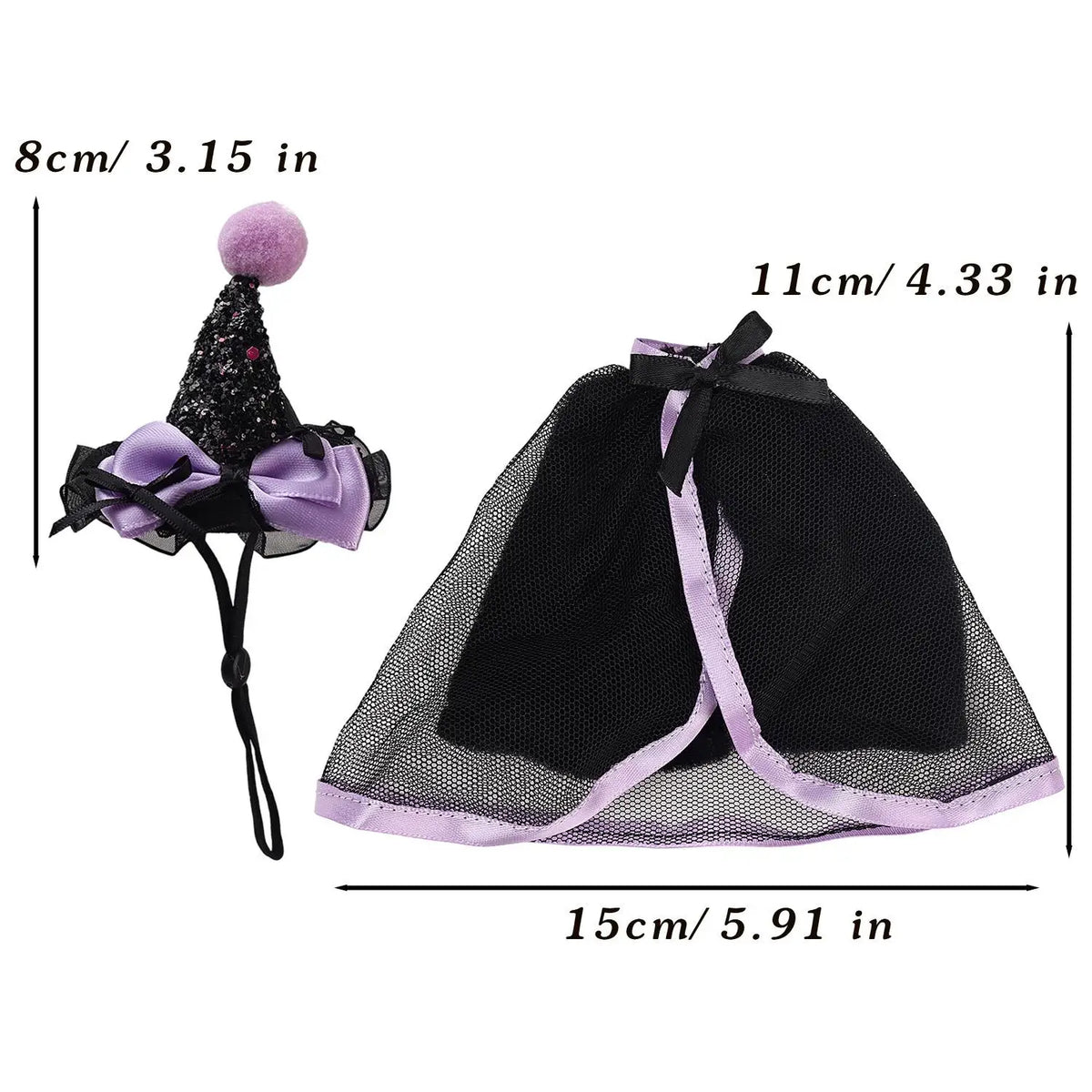 Halloween Desk Goose Witch Cloak Costume 7 Inch Mini Desktop Goose Clothes Doll Dress-Up Accessory Set DIY Halloween Party Decor Quake PURPLE