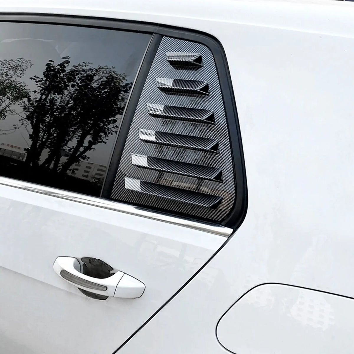 For VW Golf MK7 MK7.5 2013-2019 Car Rear Louver Window Side Shutter Cover Trim Sticker Vent Scoop ABS Carbon Fiber Black Auto Quake