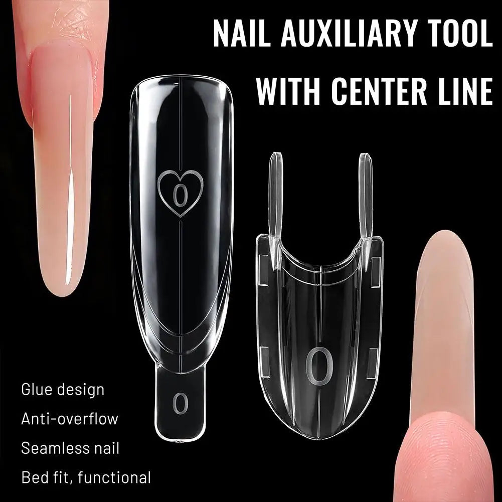 1/3boxesDual Nail Forms with Box,Clear Rocket Sandwich Top & Bottom Forms for Poly Gel Nail Extension, Full Cover Manicure Tools Quake