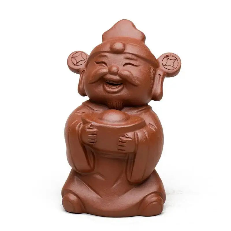 Zisha Tea Pet God of Wealth Figurine Sculpture Character Buddha Little Novice Monk Tea Play Tea Table Quake