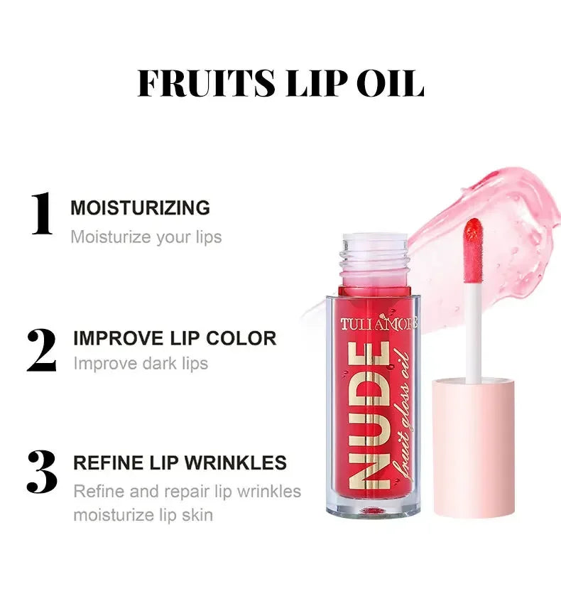 Nude Lip Gloss, Mirror Pearl Lip Gloss, Moisturizing Candy Lip Stain, 4 Natural Shades, Sheer Lip Oil for Bare-Face Makeup Quake