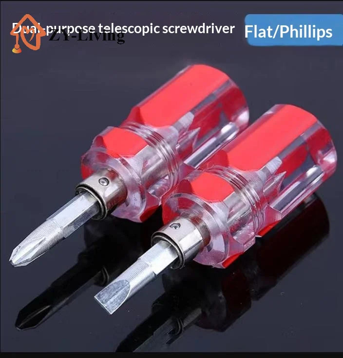 2Pcs Screwdriver Transparent Head Mini Small Portable Radish Head Handle With Flat Head Slotted Cross Repair Hand Tool Quake
