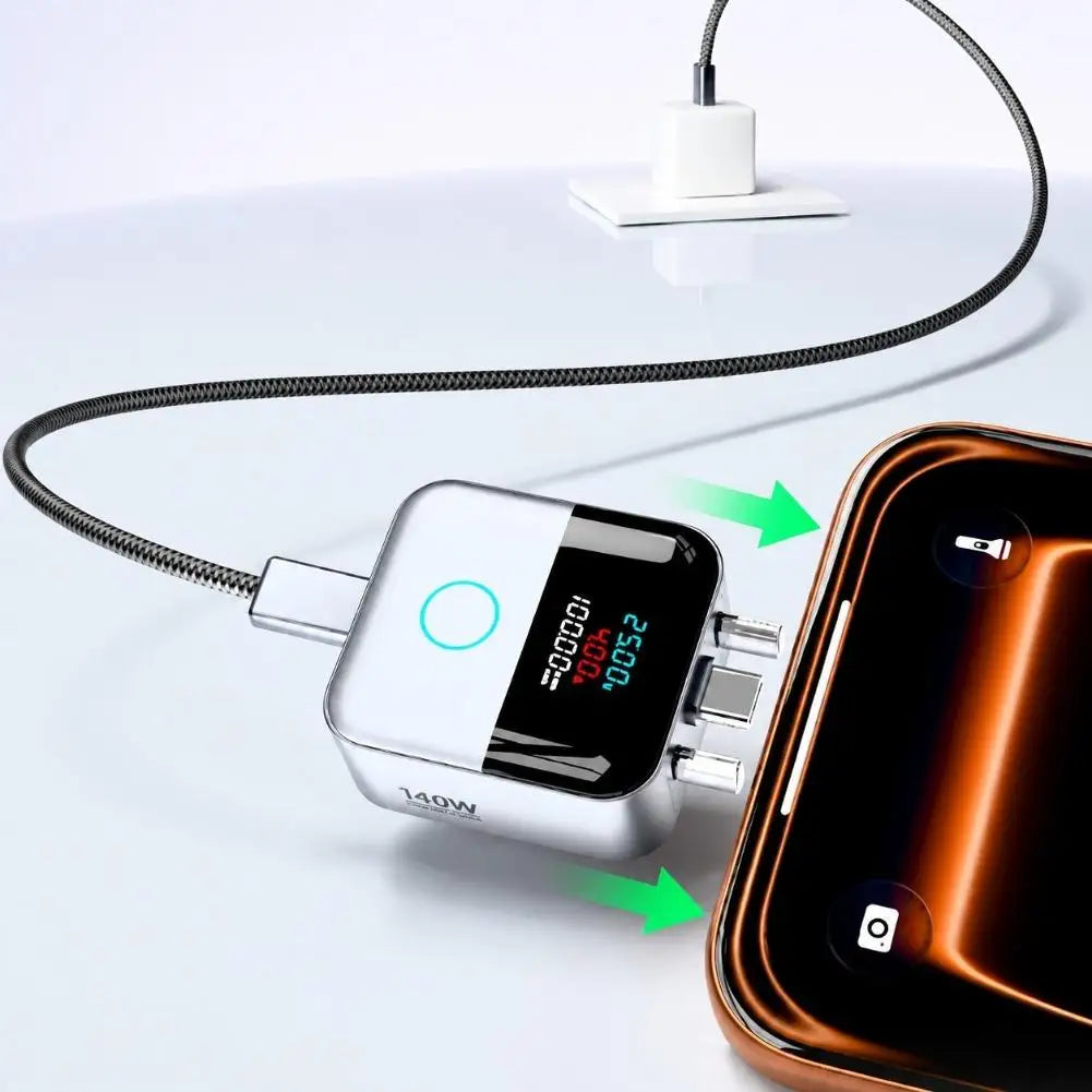 140W USB C Auto Disconnect Charging Adapter Digital Display Current Voltage Monitor Overcharge Protection for Phones Tablets Quake