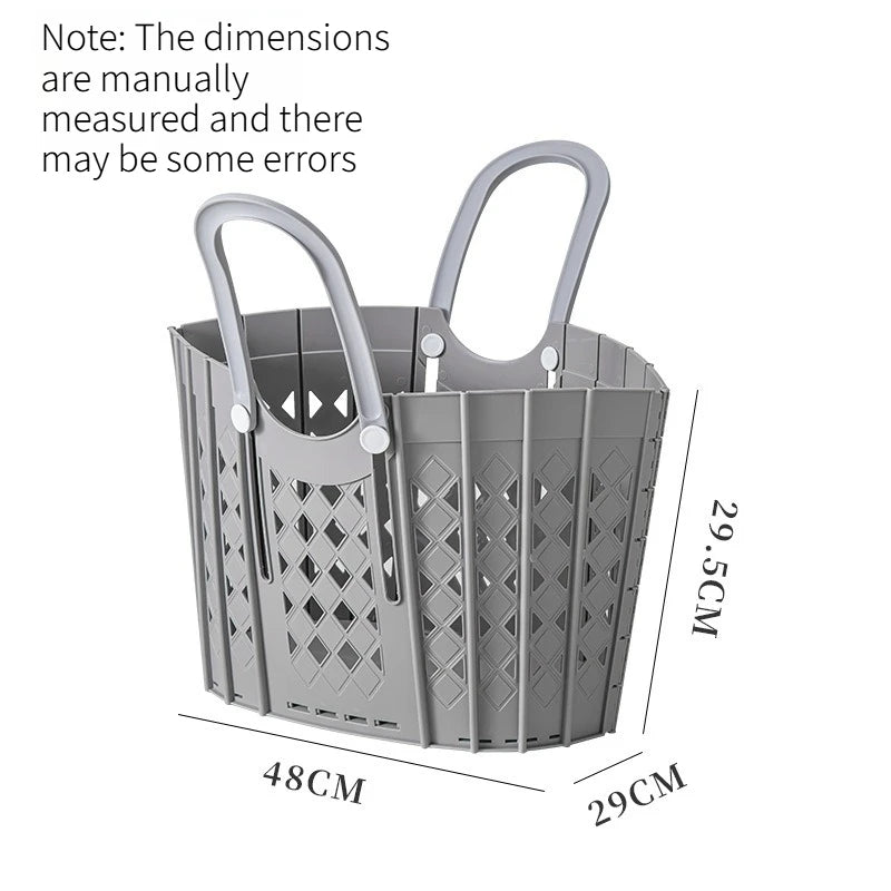 1PC Hollow Foldable Dirty Clothes Basket Large Capacity Handheld Laundry Hamper Suitable for Bathroom Narrow Gap Storage Quake grey