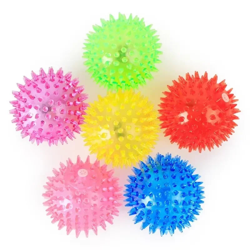 Pet Glow Toy Ball Bite Resistant Stretchy Glowing Sting Ball Dog Teething Cat Interactive Toys Pet Supplies Quake Random color 1PC 7.5cm