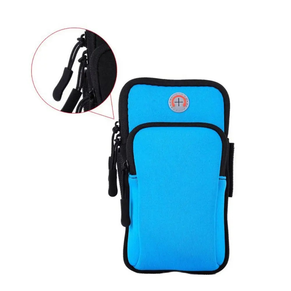 Universal Waterproof For Phone Money Keys Running Accessories Arm Bags Sports Armband Phone Case With Headset Hole Quake blue