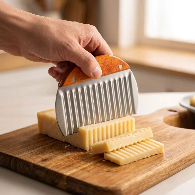 Stainless Steel Wavy Potato Cutter Home Kitchen Crinkle Slicer for Cucumber Sweet Potato Veggie Cutting Wavy Potato Cutter Quake