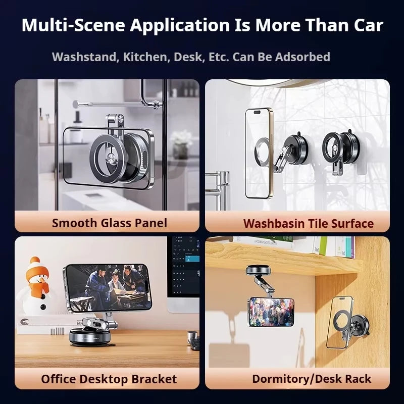X53 Magnetic Phone Holder Rotating Folding Vacuum Suction Mag Stand For Car Navigation Gym Kitchen Streaming Bracket Quake