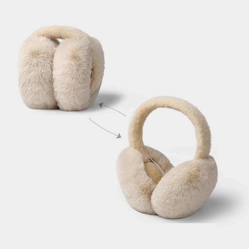 Foldable Plush Winter Earmuffs for Women Soft Warm Ear Covers Fashion Ear Warmers Cold Protection Ear Muffs for Students Outdoor Quake