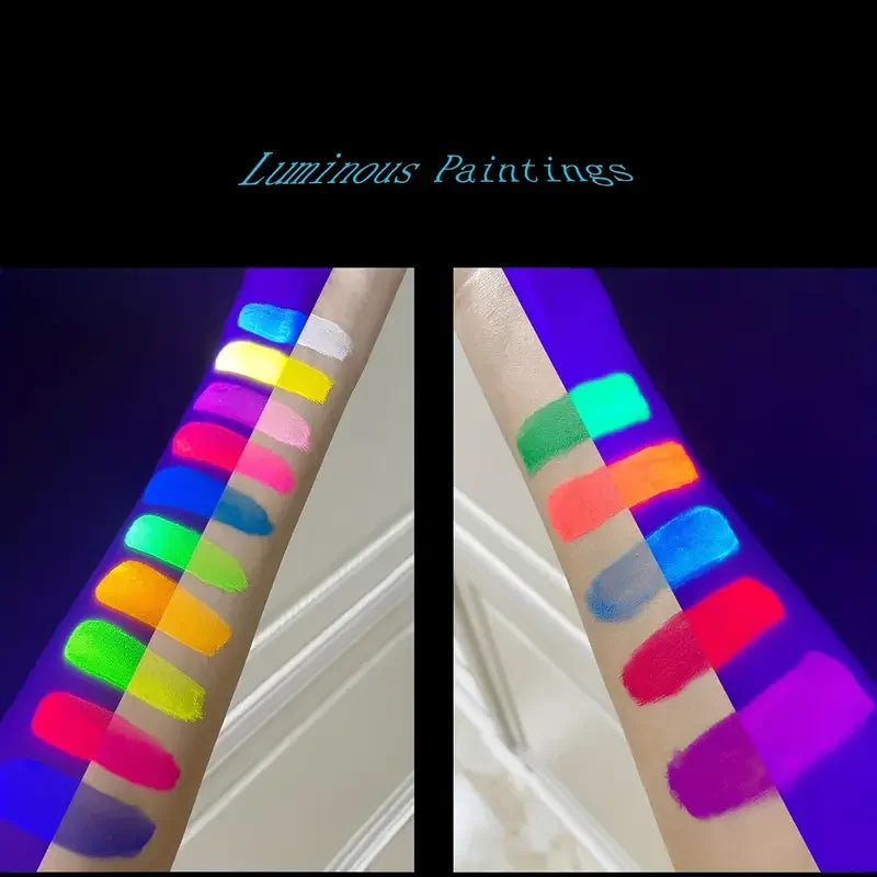 Two-colour fluorescent face body paint UV glow for Halloween,Christmas,theme parties,cosplay and club stage performances Makeup Quake