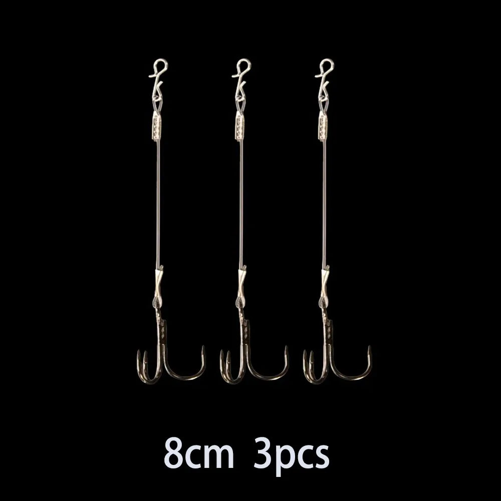 3-Pack Carbon Line Triple Hook Fishing Rig European Pike Stinger Line Set Specifically Designed for Targeting Pike Quake 8Cm3Pcs