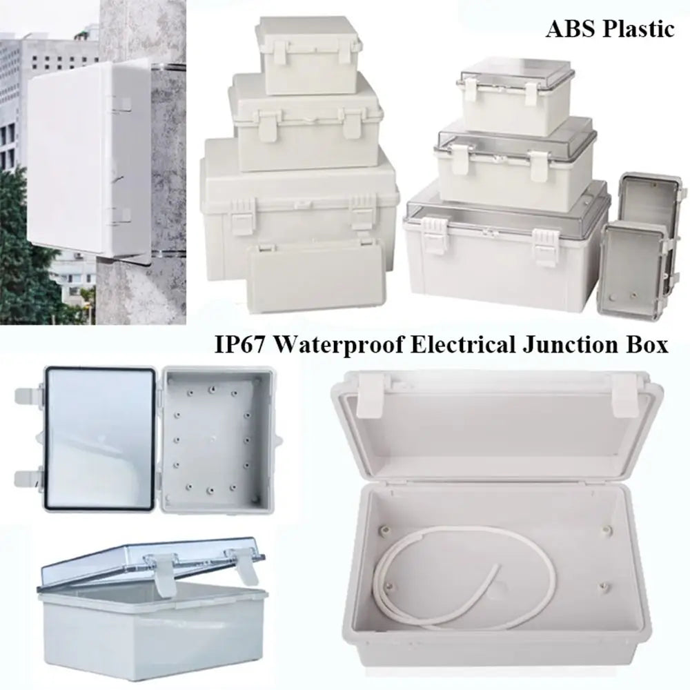 IP67 Electrical Junction Box Waterproof White Outdoor Sealed Switch Power Case Enclosure With Hasp Plastic Distribution Boxes Quake