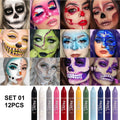 12 Pcs Colored Face Makeup Crayon Pen, Suitable for All Art Forms and Creativity High Rendering, Available on Face and Body Quake SET 01