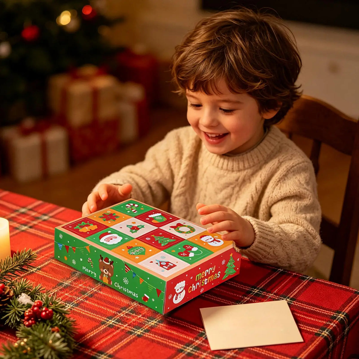 Empty Calendar Advent 5 Piece Christmas Countdown Decoration Boxes Empty Calendars Advent to Fill for Holiday Winter Family Kids Quake