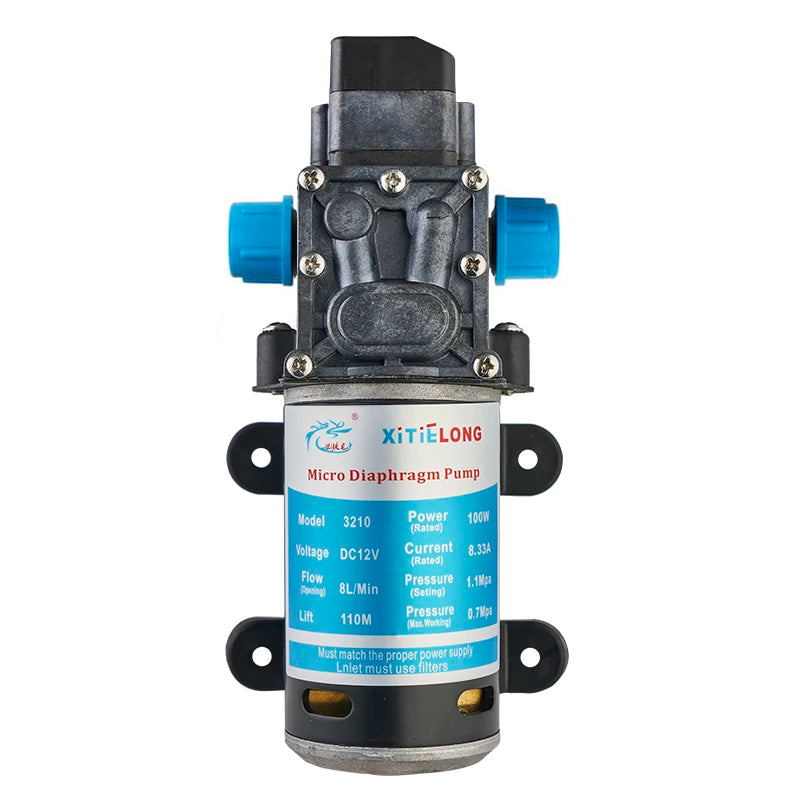 12V 100W Electric Pressure Diaphragm Pump Strong Dosing Pump for Lawn Irrigation & Car Washing for Clean Water Low Pressure Quake