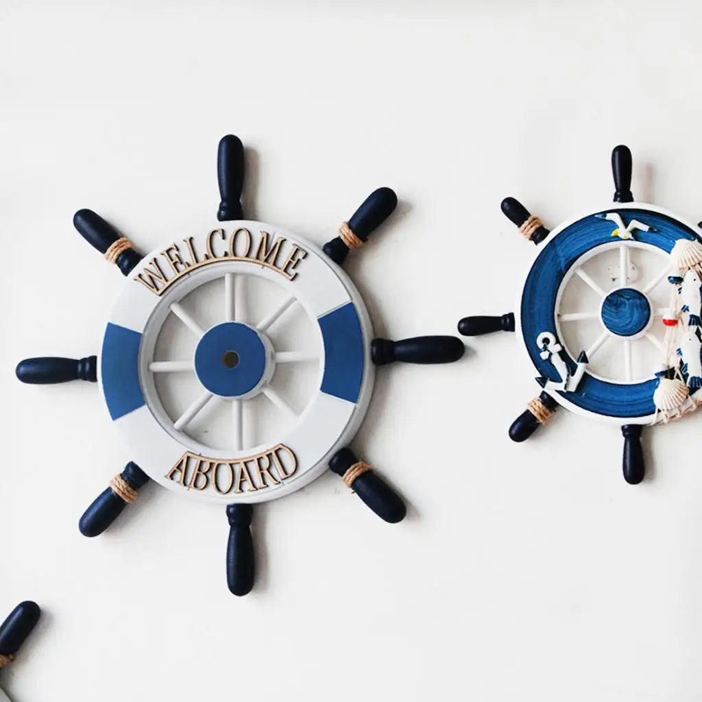 Sea Decor Wooden Ship Wheel Nautical Home Decor Beach House Decoration Ocean Style for Living Space Quake