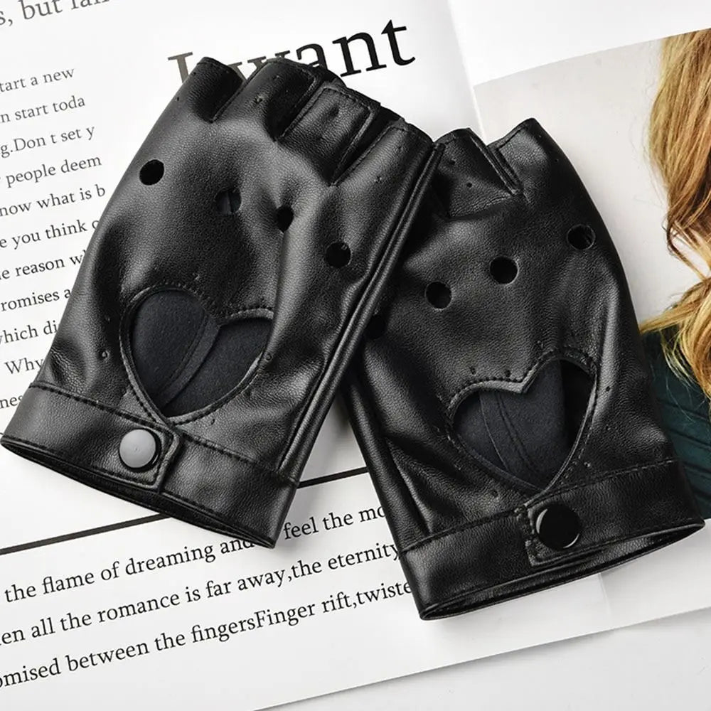 Cosplay Party Gloves Women Men Dance Mittens Ladys Driving Dress Cosplay Mittens PU Leather Gloves Five Finger Gloves Quake black 2