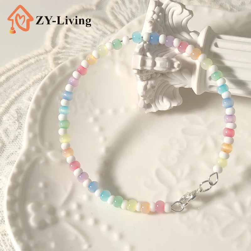 1PCS Colorful Beaded Bohemian Style Bracelet for Women And Girls Simple Sweet Versatile Jewelry Accessory Gift Quake