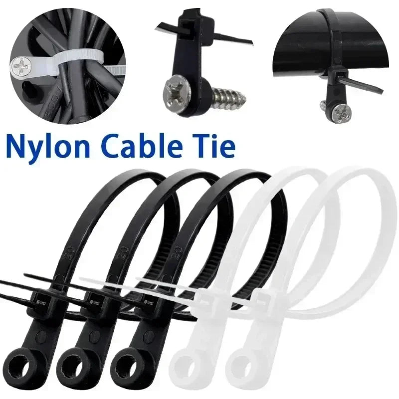Creative Nylon Cable Ties with Screw Hole Mount Self Locking Loop Wrap Bundle Ties Strap DIY Office Cables Wire Fasten Organizer Quake