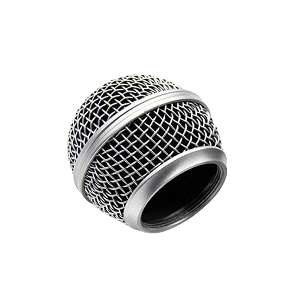 Microphone Grill Ball Mic Grille Cover Head Replacement For SM58 Wireless Mic Quake silvery