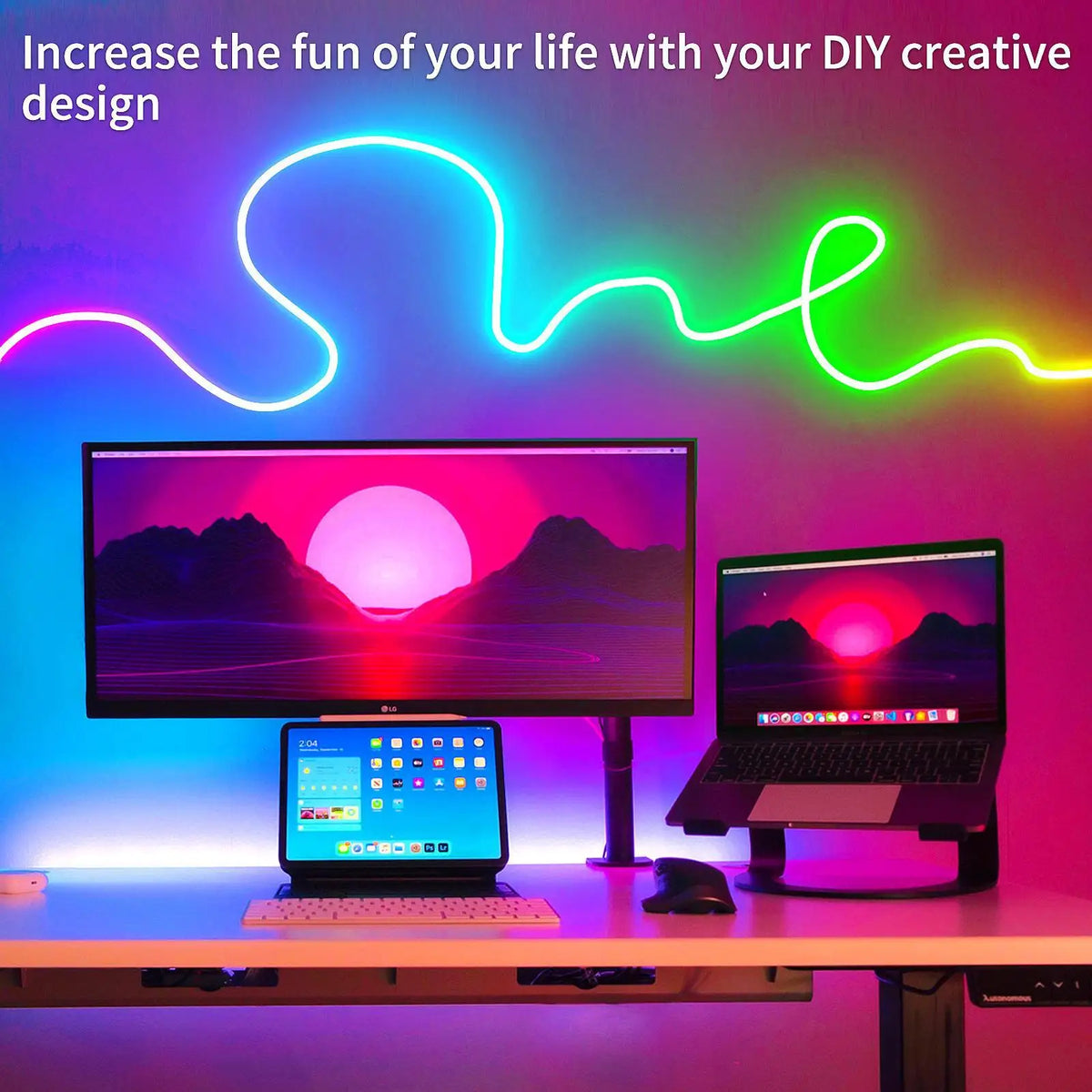 LED Neon Rope Lights with Remote Control Waterproof RGB Neon Light 15Meters LED Rope Lights for Bedroom Bar Office Gaming Party Quake