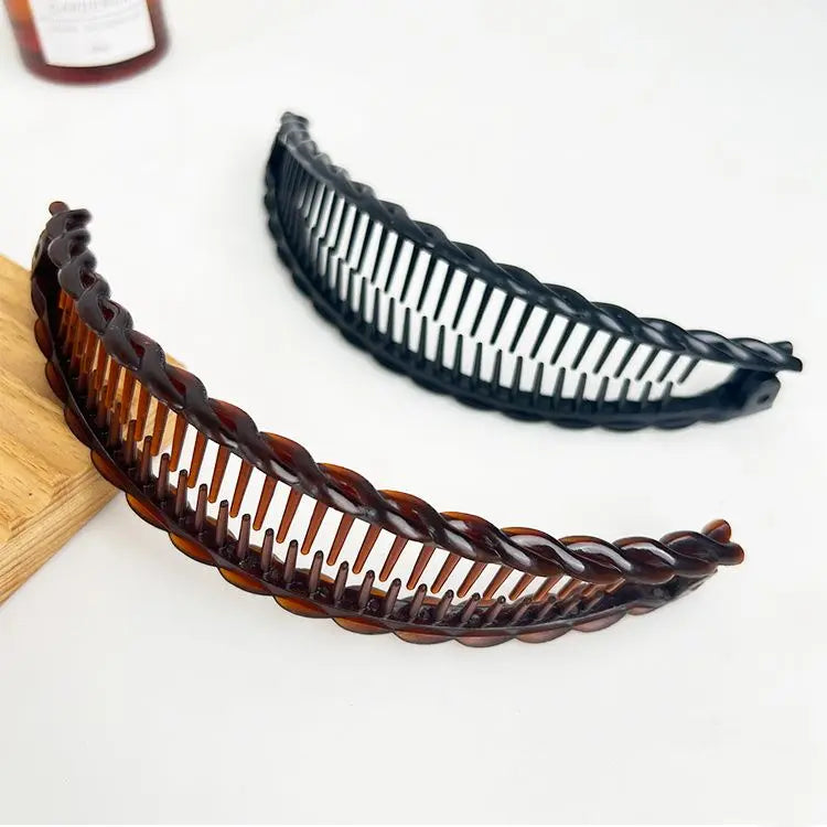 Women Solid Color Banana Hair Clip for Girls Vintage Wave Comb Hairpin Hair Braids Style Tool Fashion Practical Hair Accessories Quake