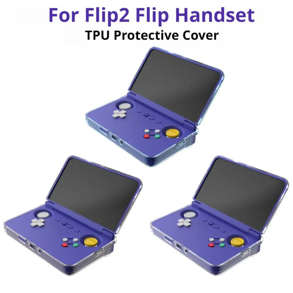 TPU Protective Case for Retroid Pocket Flip 2 Handheld Console 360 Degree Shockproof Cover Waterproof Washable Shell Skin Quake