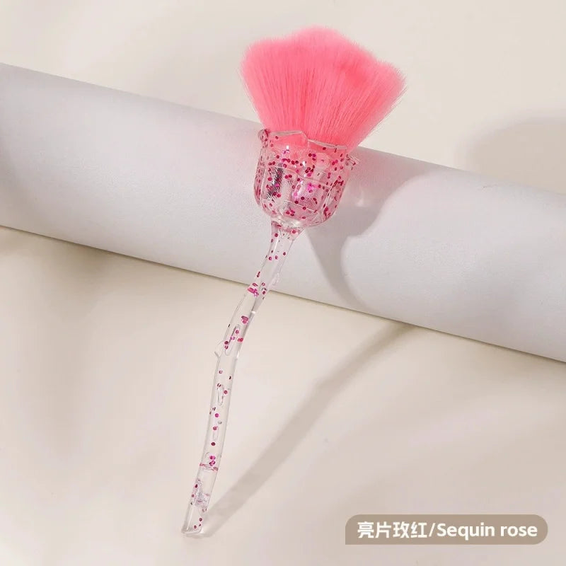 Rose Flower Shape Makeup Brush Round Makeup Loose Powder Brushes Manicure Nail Polishing Dust Removal Brush Beauty Make Up Tools Quake Crystal Rose