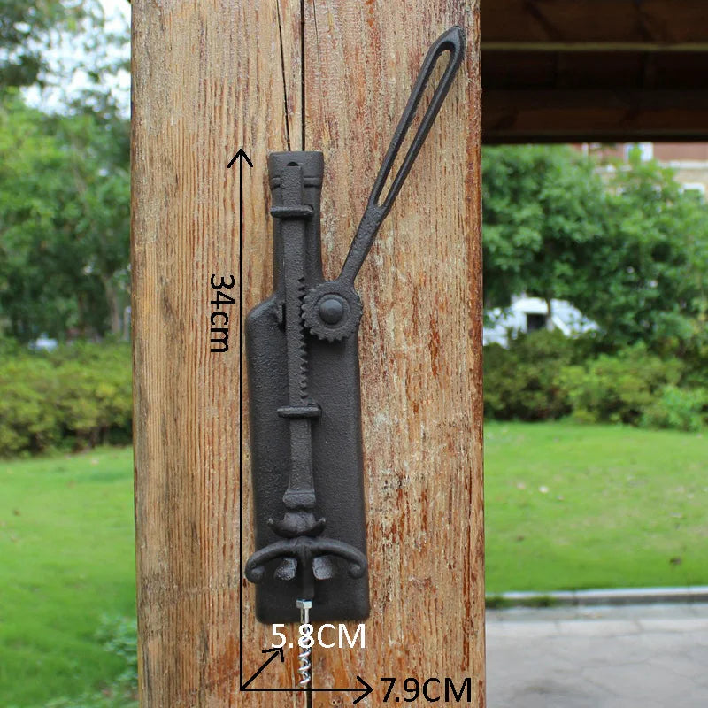 European Vintage Cast Iron Wall Mounted Wine Bottle Opener Home Bar Decor Rustic Beverage Bottle Opening Accessory Quake black