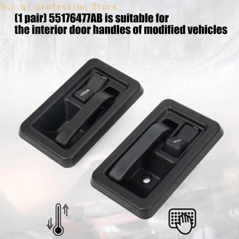 Inside Pull Handle Replacement Set, Black Left Right Pair for Vehicle Specific Interior Door Repair and Handle Repair Work H8WE Quake