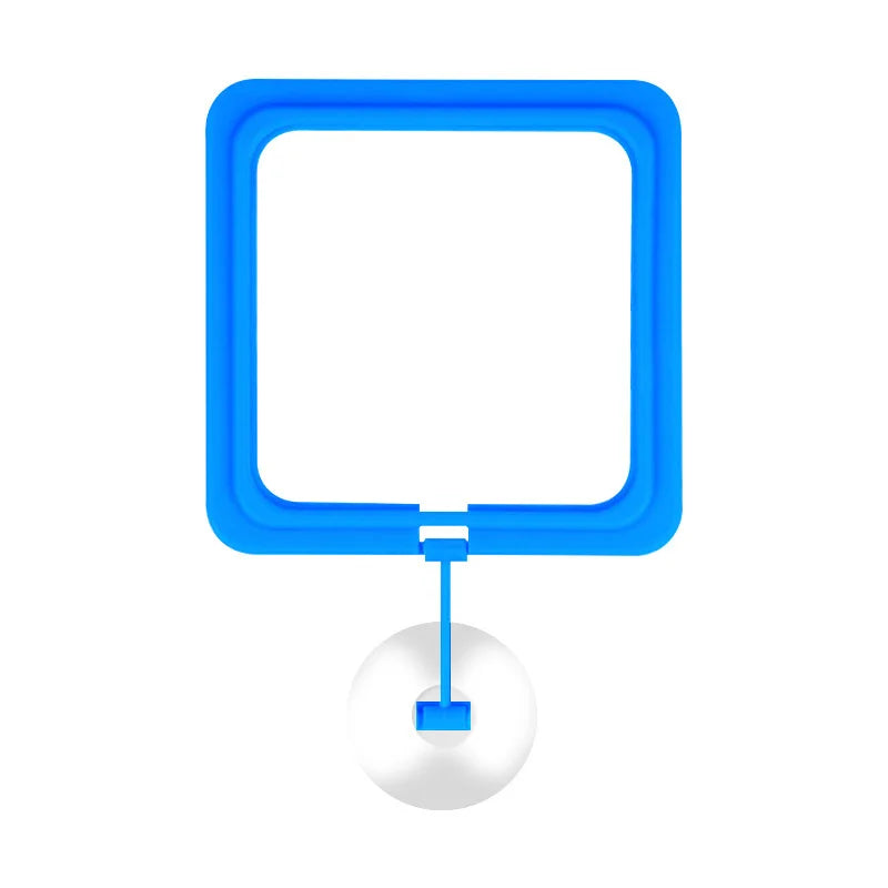 Floating Fish Food Feeder Ring - Square Circle Aquarium Station with Suction Cup, Easy Food Dispenser, Space-Saving Design Quake Blue square