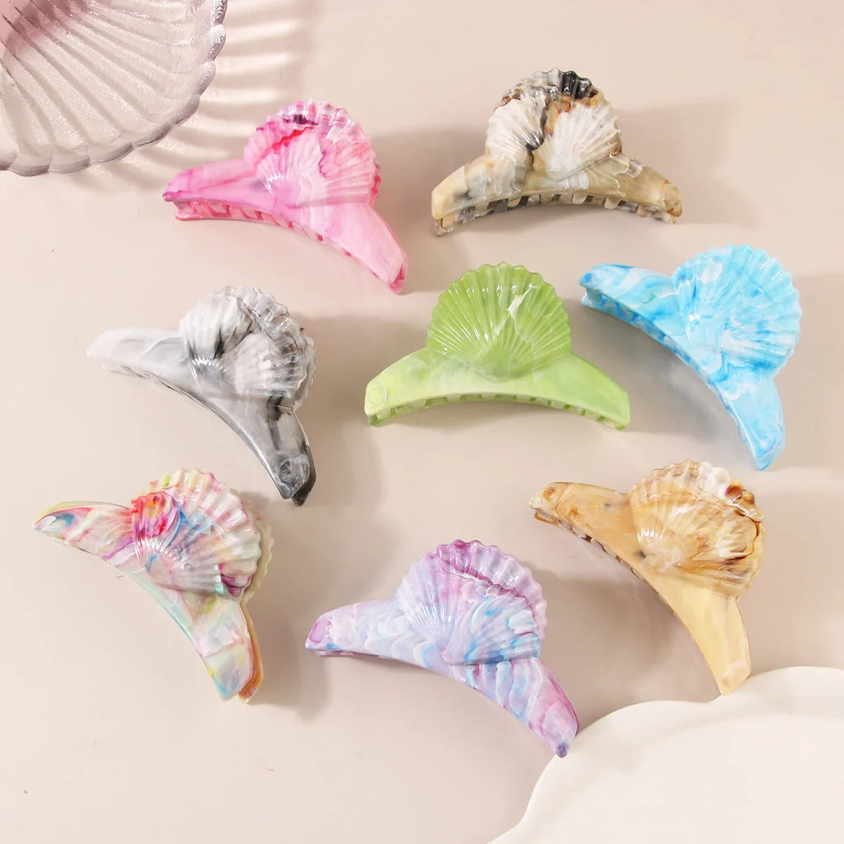 Acetate Shell Shaped Hair Clips Summer Vacation Hair Crab Hairgrip Headwear Beach Hairpins Hair Claws Women Styling Accessories Quake