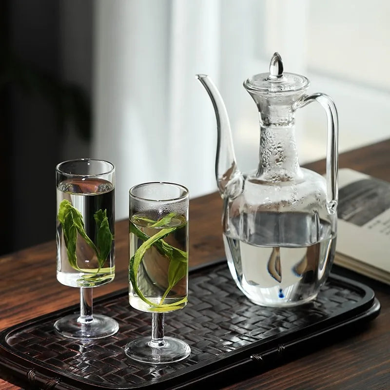 Transparent glass hand-held green tea teapot heat-resistant glass imperial concubine teapot retro boiling teapot Quake
