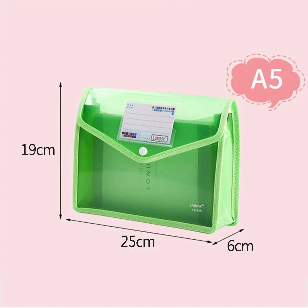 A5 Plastic File Folders Large Capacity Office Document Bag Pouch Envelope Folder Quake