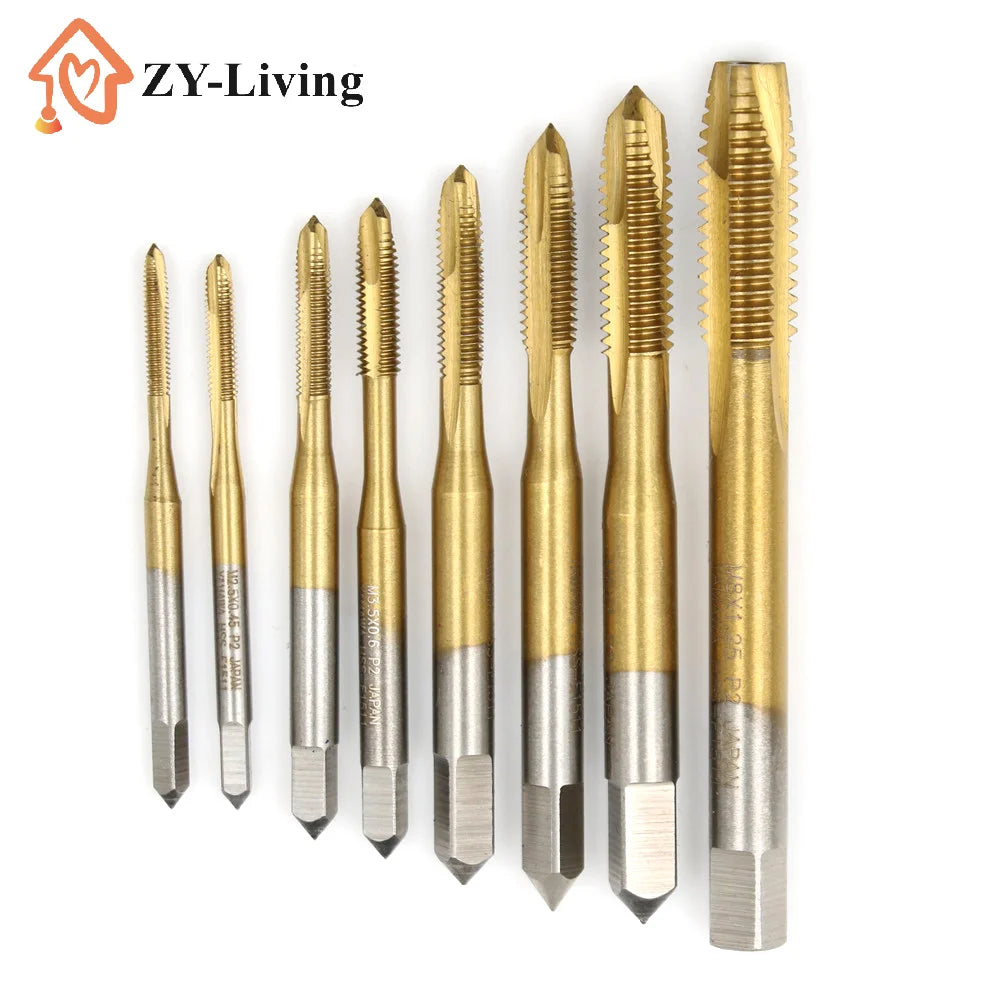1Pcs M2/M2.5/M3/M3.5/M4/M5/M6/M8 HSS Metric Straight Flute Thread Screw Tap Plug Tap Quake