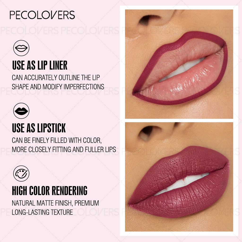 1 Pcs Matte Lip Liner Pen, Used As Lip Liner and Lipstick, Oblique Mouth Design Suitable for All Lip Types, Perfect Gifts Quake