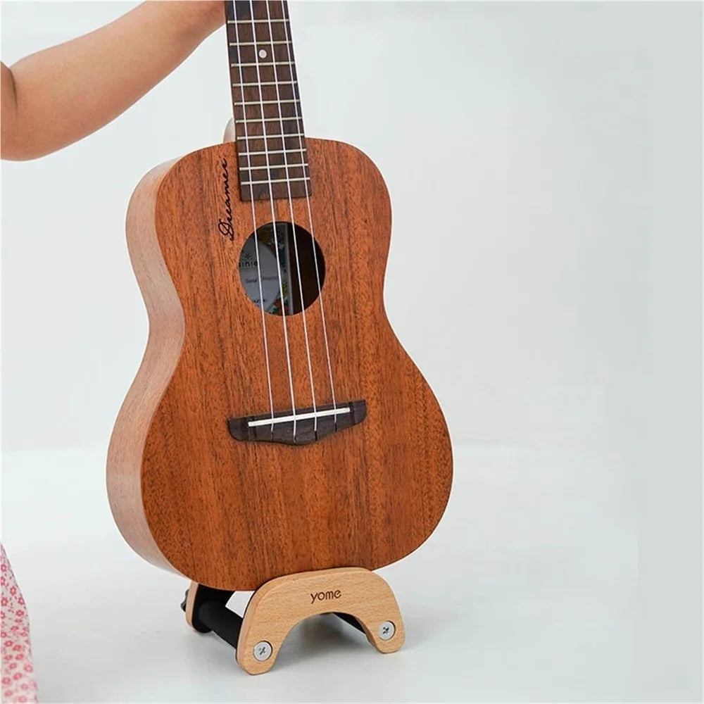 Portable Beechwood Ukulele Stand with Sponge Padding Wood Floor Ukulele Holder for Concerts and School Music Programs Quake