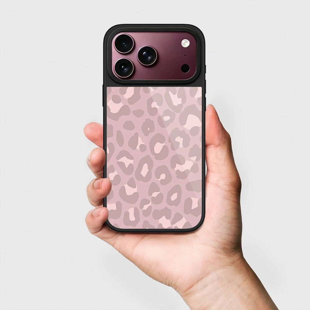 Pink Leopard Cherry Mirror Surface Magnetic Phone Case Cover for IPhone 12 13 14 15 16 17 18 Pro Max Case Quake