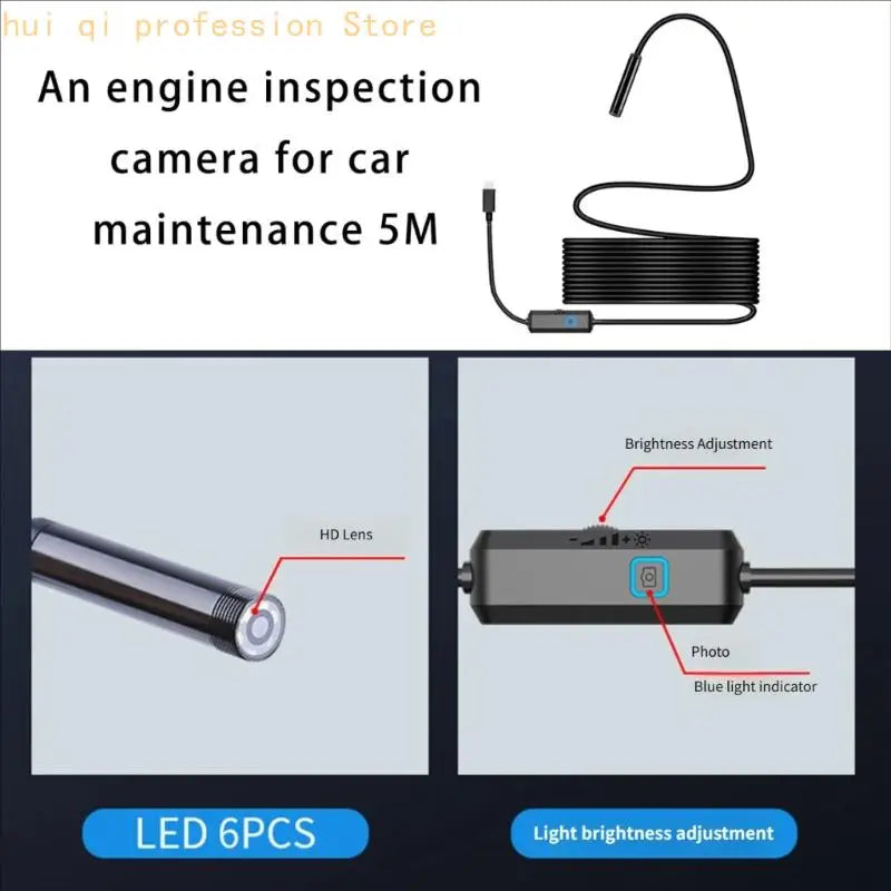 Phone Screen Endoscope Camera with 6 LED Beads for DIY Checks H8WE Quake