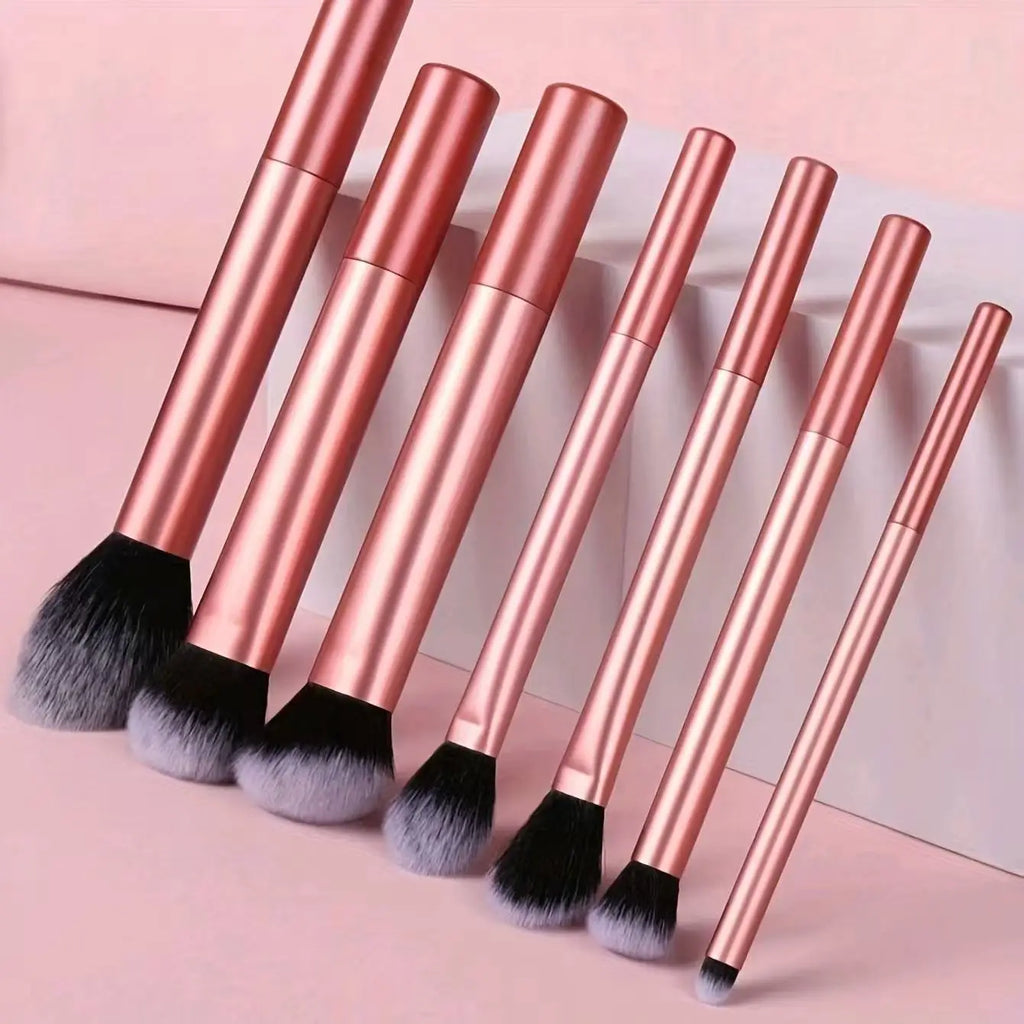 7pcs Makeup Brush Set, Nylon Bristles, Complete Beauty Kit for Beginners to Pros Quake Orange