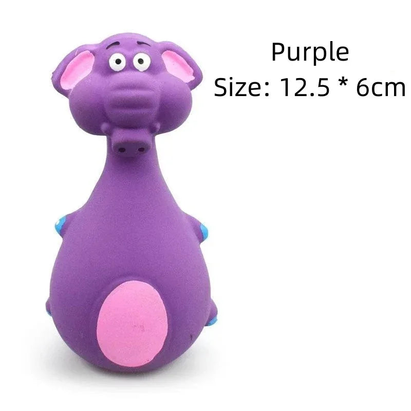 1 Piece Fat Bellied Cartoon Fun Bite Resistant Latex Sound Dog Toy Purple Elephant White Cow Brown Optional Pet Products Quake