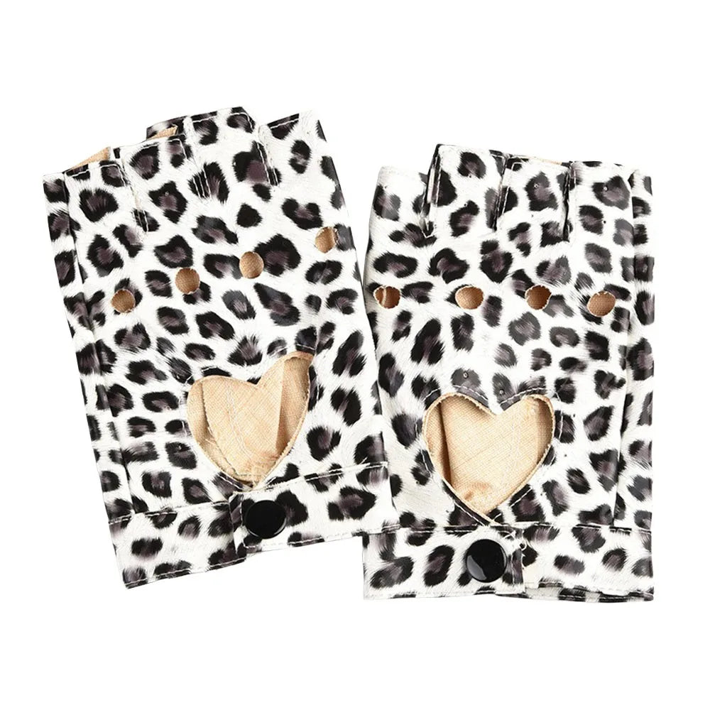 New Fashion PU Leather Fingerless Dance Glove Gothic lolita Jazz Style Driving Dress Performance Mittens Quake Leopard